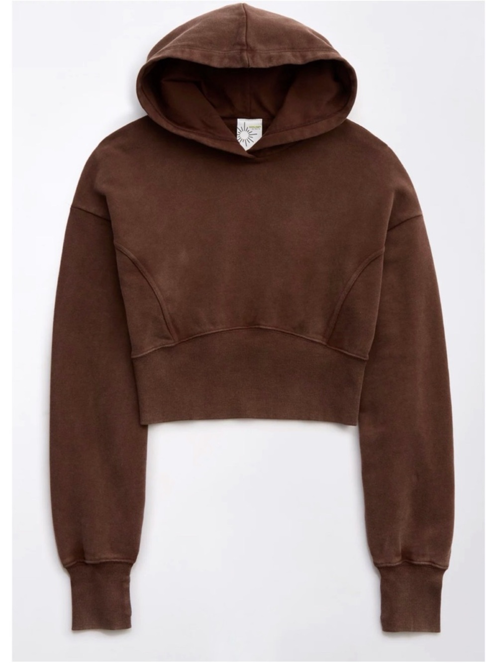 Aerie Throw Back Hoodie Women's Small Brown Mineral Wash Thumbholes